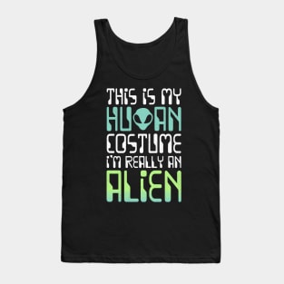 Funny weird My Human Costume Alien Halloween Tank Top